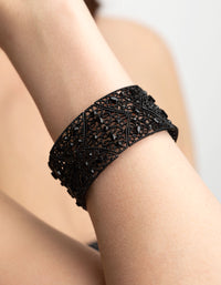 Matte Black Diamante Statement Bracelet - link has visual effect only