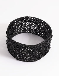 Matte Black Diamante Statement Bracelet - link has visual effect only