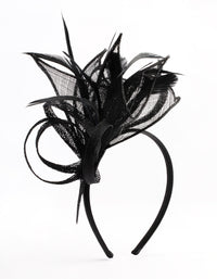 Black Petal Looped Mesh Sinamay Fascinator - link has visual effect only