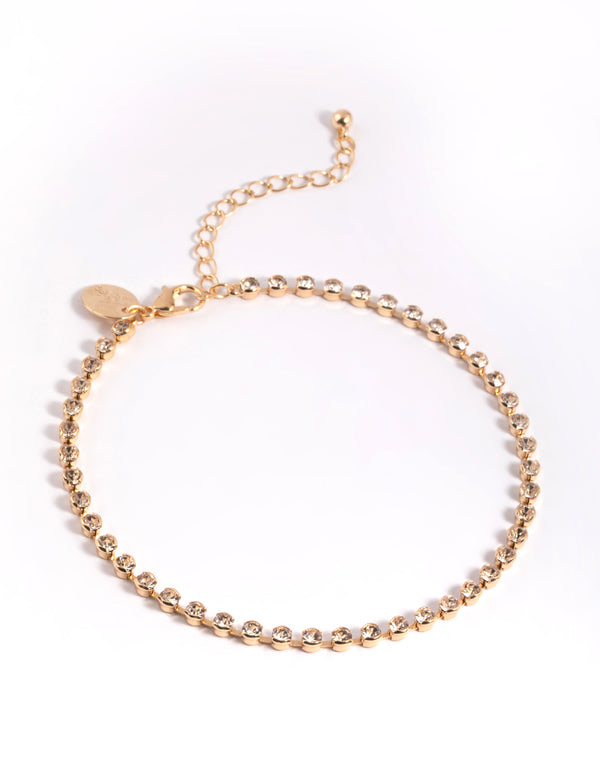 Gold Round Diamond Anklet