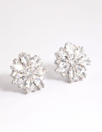 Rhodium Diamante Snowflake Stud Earrings - link has visual effect only