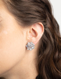 Rhodium Diamante Snowflake Stud Earrings - link has visual effect only