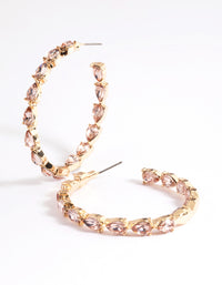 Gold Pear Stone Hoop Earrings - link has visual effect only