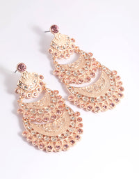 Rose Gold Boho Triple Circle Drop Earrings - link has visual effect only