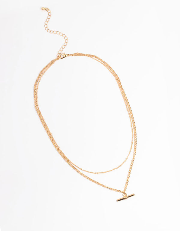 Gold 2 Layer Fob Necklace - Lovisa