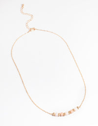 Gold Square Bead Necklace - link has visual effect only