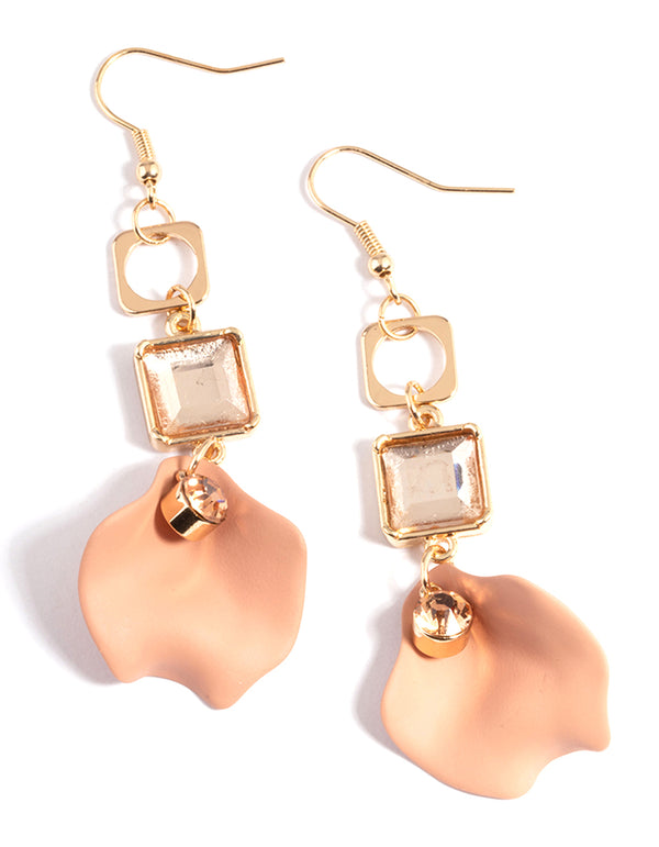 Gold Cupchain & Stick Ball Drop Earrings