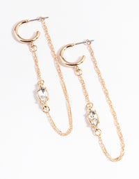 Gold Twist Chain Diamante Huggie Hoop - link has visual effect only