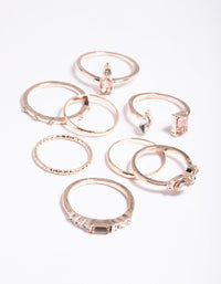 Rose Gold Stone & Band Mix Ring Pack - link has visual effect only