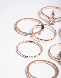 Rose Gold Stone & Band Mix Ring Pack - link has visual effect only