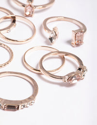 Rose Gold Stone & Band Mix Ring Pack - link has visual effect only