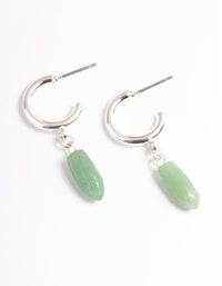 Silver Green Fluorite Mini Shard Hoop Earrings - link has visual effect only