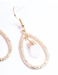 Gold Rose Quartz Small Double Teardrop Earrings - link has visual effect only