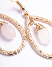 Gold Rose Quartz Small Double Teardrop Earrings - link has visual effect only