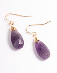 Gold Amethyst Wire Facet Drop Earrings - link has visual effect only