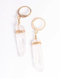 Gold Clear Quartz Raw Shard Huggie Earrings - link has visual effect only