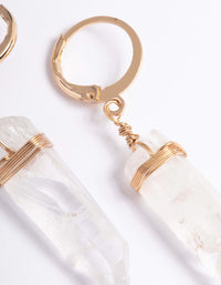 Gold Clear Quartz Raw Shard Huggie Earrings - link has visual effect only