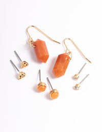 Gold Orange Shard Stack Earrings - link has visual effect only