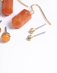 Gold Orange Shard Stack Earrings - link has visual effect only