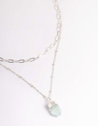 Silver Green Fluorite Shard Oval Layered Necklace - link has visual effect only