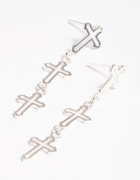 Gold Plated Sterling Silver Triple Cross Drop Earrings - link has visual effect only