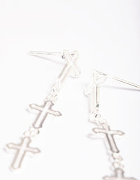 Gold Plated Sterling Silver Triple Cross Drop Earrings - link has visual effect only