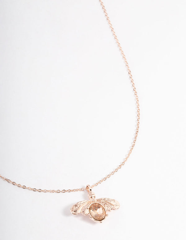 Rose gold store bee necklace