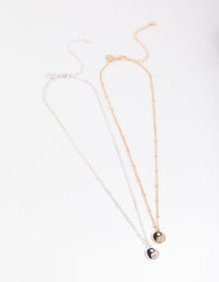 Mixed Metal Diamante Yin & Yang Necklace Pack - link has visual effect only
