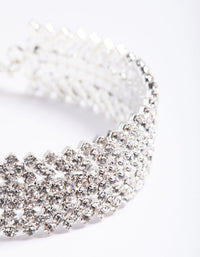 Silver Spiky 4 Row Diamante Cuff Bangle - link has visual effect only