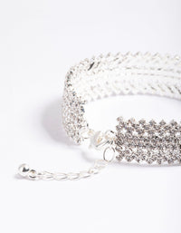 Silver Spiky 4 Row Diamante Cuff Bangle - link has visual effect only