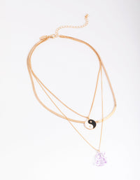 Gold Cute Bear & Yin Yang Necklace - link has visual effect only