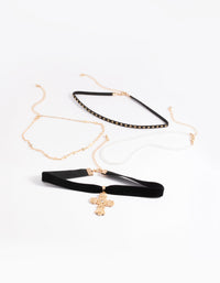 Gold Multi Cross Pearl Choker - link has visual effect only