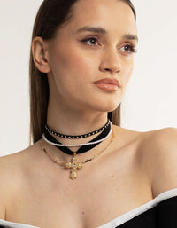 Gold Multi Cross Pearl Choker - link has visual effect only