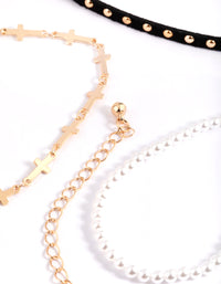 Gold Multi Cross Pearl Choker - link has visual effect only