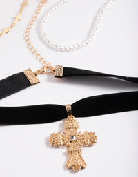 Gold Multi Cross Pearl Choker - link has visual effect only