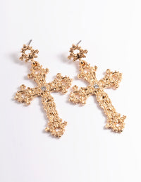 Gold Cross Detailed Earrings - link has visual effect only