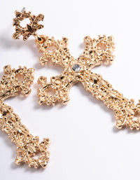 Gold Cross Detailed Earrings - link has visual effect only