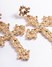 Gold Cross Detailed Earrings - link has visual effect only