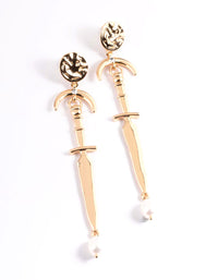 Gold Diamante Freshwater Pearl Earrings - link has visual effect only