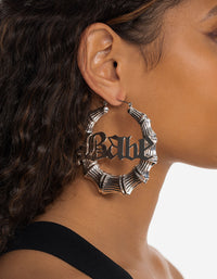 Silver Babe Bamboo Hoop Earrings - link has visual effect only