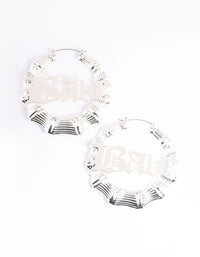 Silver Babe Bamboo Hoop Earrings - link has visual effect only