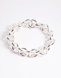 Silver Mixed Chain Stretch Bracelet - link has visual effect only