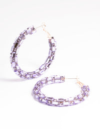 Lilac Diamante Mix Hoop Earrings - link has visual effect only