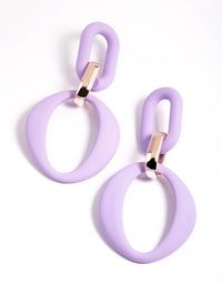 Lilac Rubber Coat Link Drop Earrings - link has visual effect only