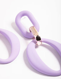 Lilac Rubber Coat Link Drop Earrings - link has visual effect only