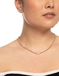 Rose Gold Diamante Butterfly Chain Earrings & Necklace - link has visual effect only