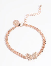 Rose Gold Diamante Butterfly Chain Bracelet - link has visual effect only