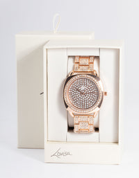 Rose Gold Square Face Bling Watch - link has visual effect only