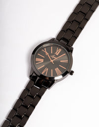 Black Large Roman Link Watch - link has visual effect only