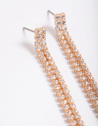 Cubic Zirconia Double Row Cupchain Drop Earrings - link has visual effect only